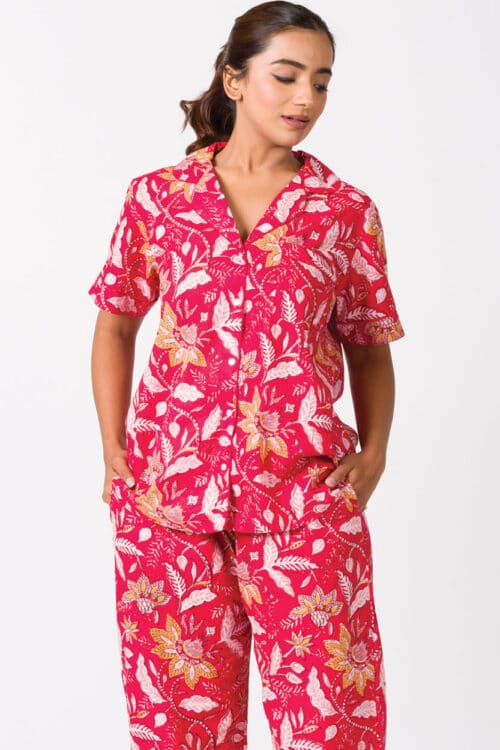 Red Capri Pajama Set