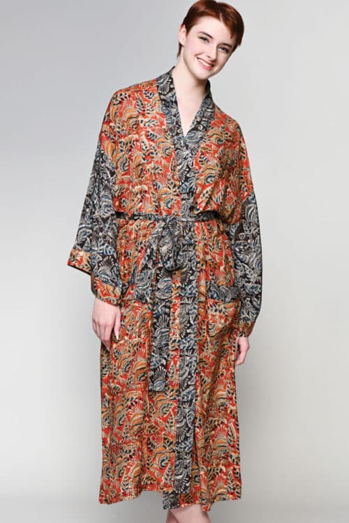 Kalamkari Red Kimono Robe