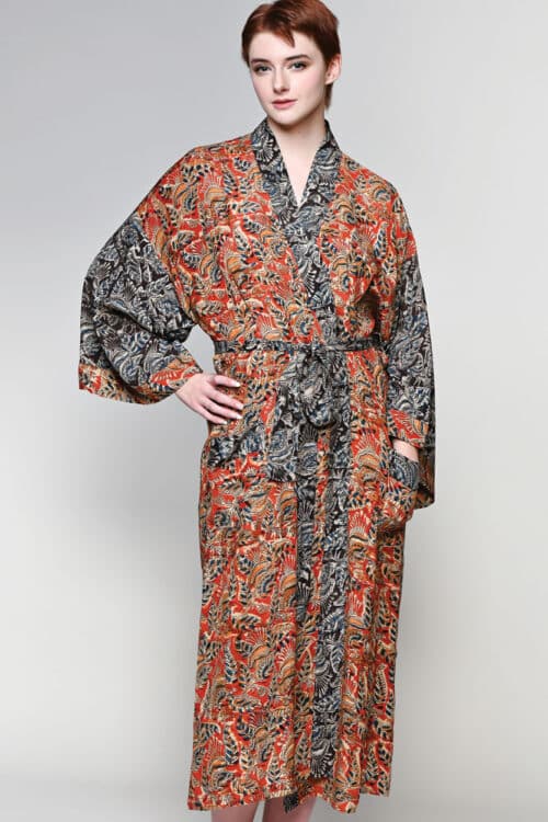 Kalamkari Red Kimono Robe