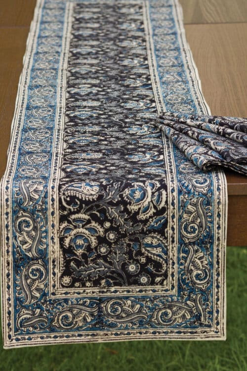 Blue Paisley Table Runner and Napkins