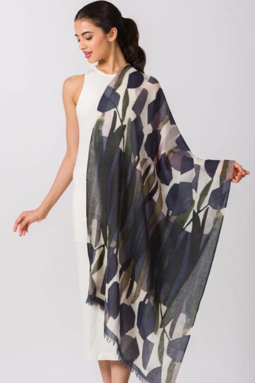 Navita Black Printed Wool Shawl