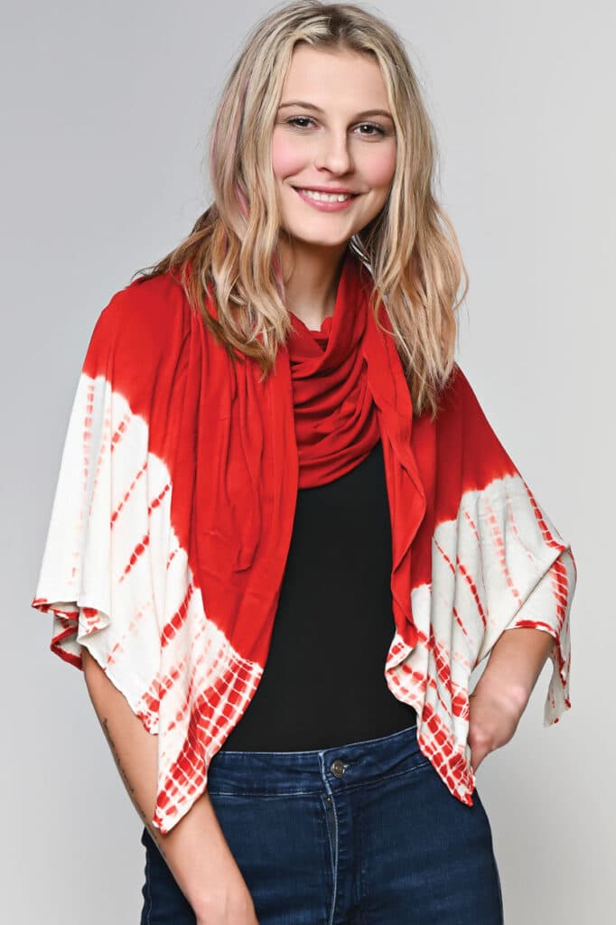 Red Shibori Knit Wrap