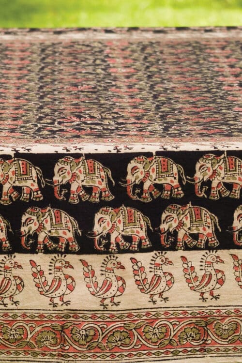 Elephant Print Kalamkari Tablecloth