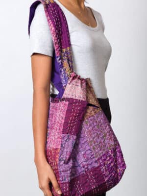 Purple Silk Kantha Bag
