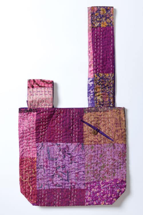 Purple Silk Kantha Bag