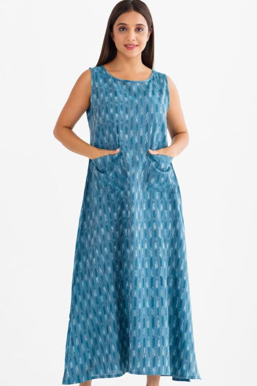 Neela Ikat Light Blue Dress