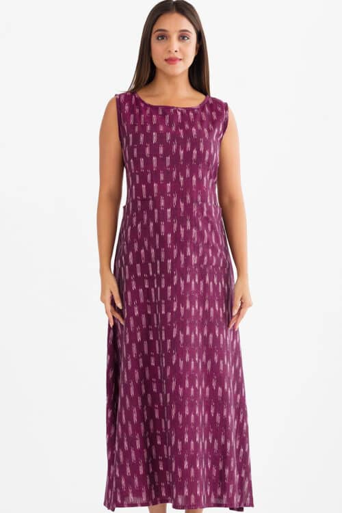 Neela Ikat Purple Cotton Dress