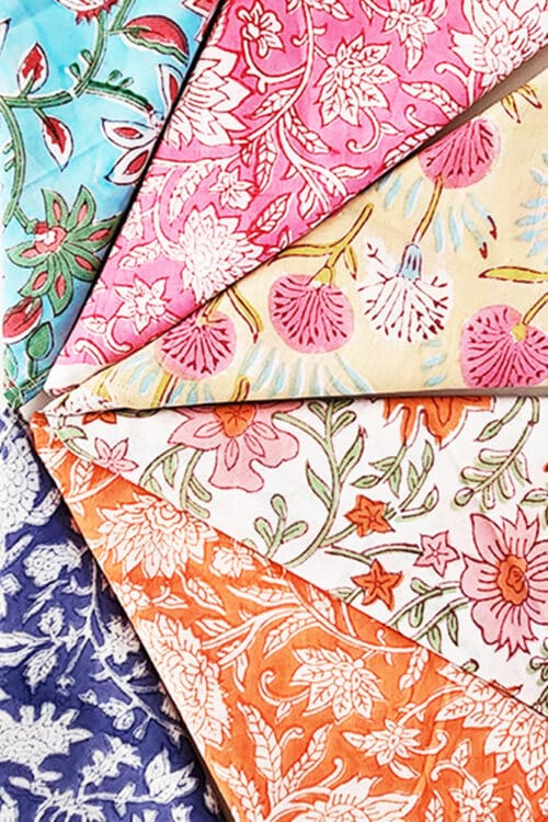 Floral Block Print Cotton Napkins