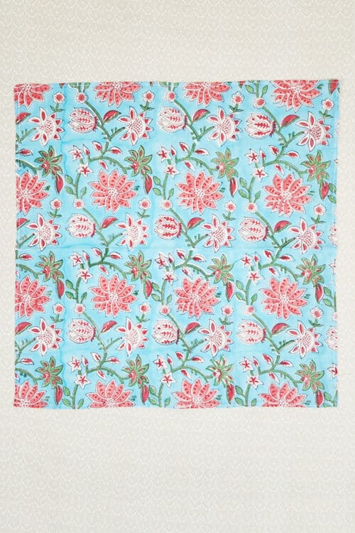 Floral Block Print Cotton Napkins