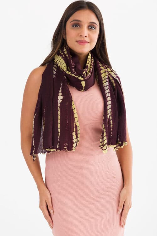 Shibori Purple Wool Shawl