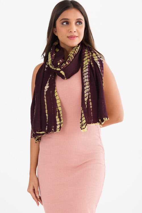 Shibori Purple Wool Shawl