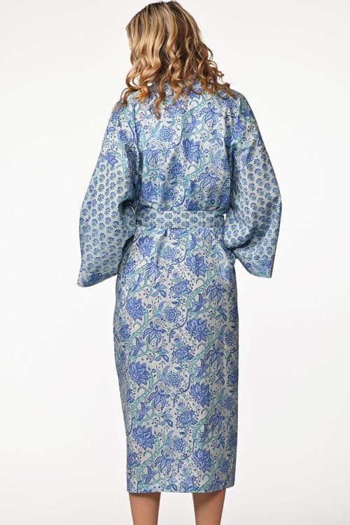 Sangita Blue Floral Kimono Robe
