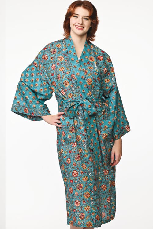 Sangita Turquoise Kimono Robe