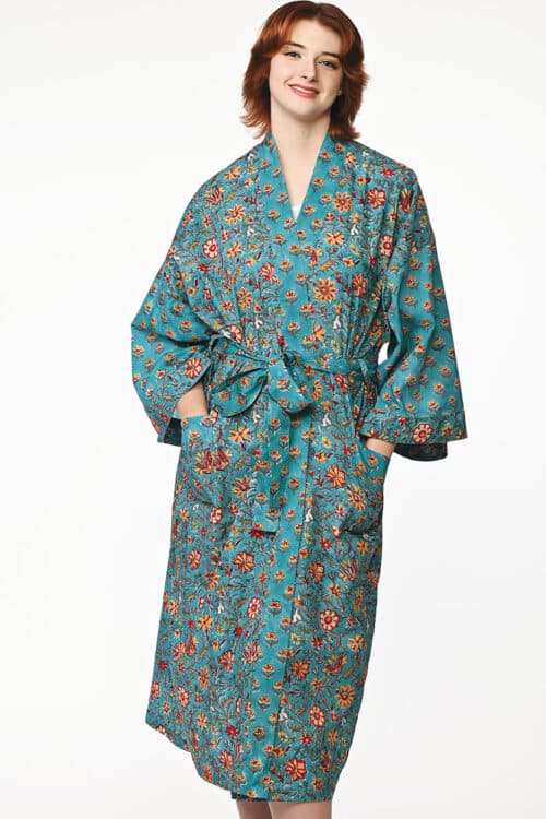 Sangita Turquoise Kimono Robe
