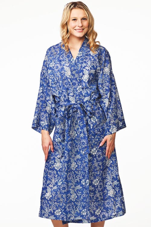 Lalita Indigo Block Print Kimono Robe