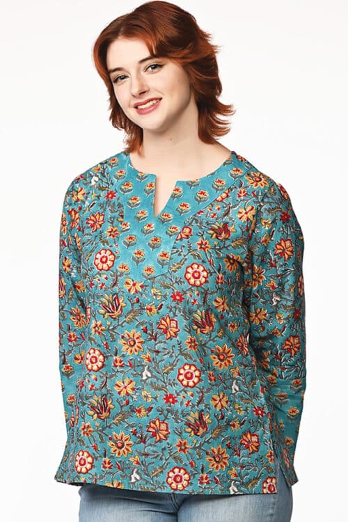 Devani Turquoise Cotton Tunic