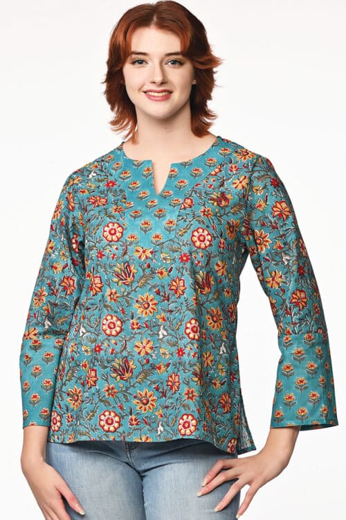 Devani Turquoise Cotton Tunic