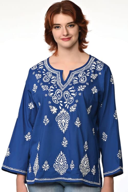 Saheli Navy Blue Embroidered Top