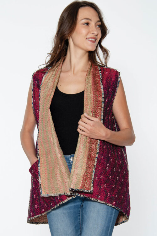 Reversible Sleeveless Kantha Jacket