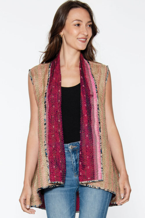 Reversible Sleeveless Kantha Jacket