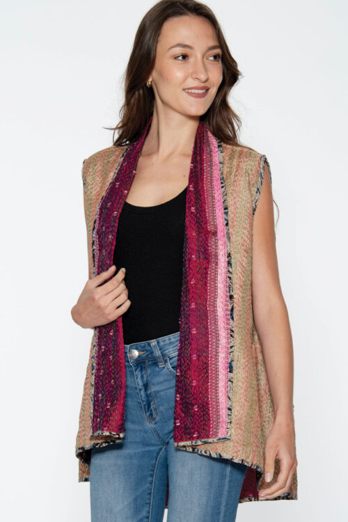 Reversible Sleeveless Kantha Jacket