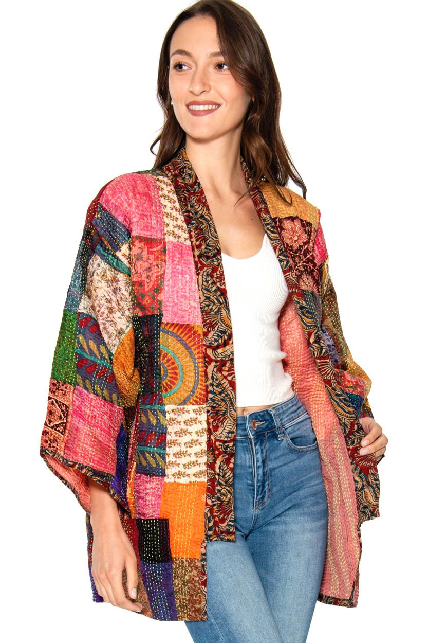 Patchwork Silk Kantha Kimono Jackets