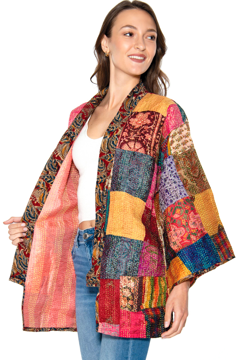 Patchwork Silk Kantha Kimono Jackets