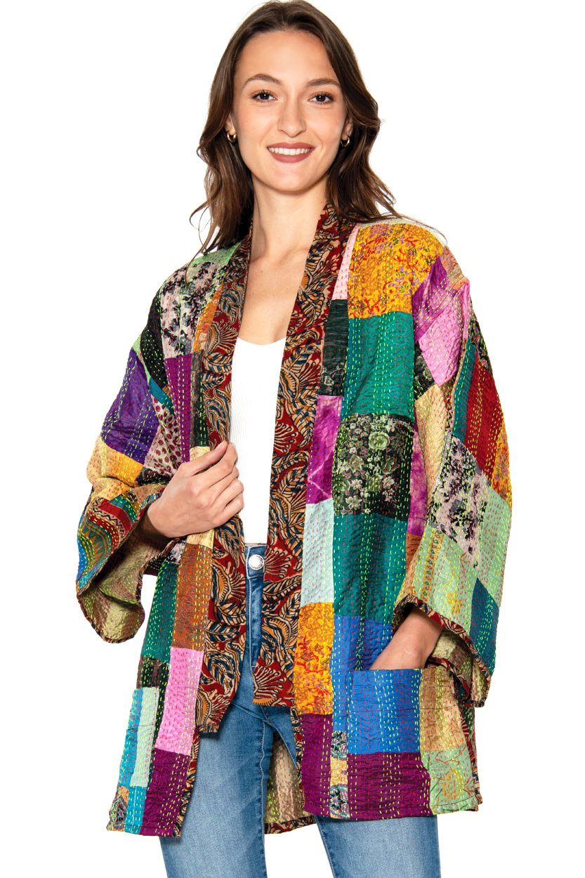 Patchwork Silk Kantha Kimono Jackets