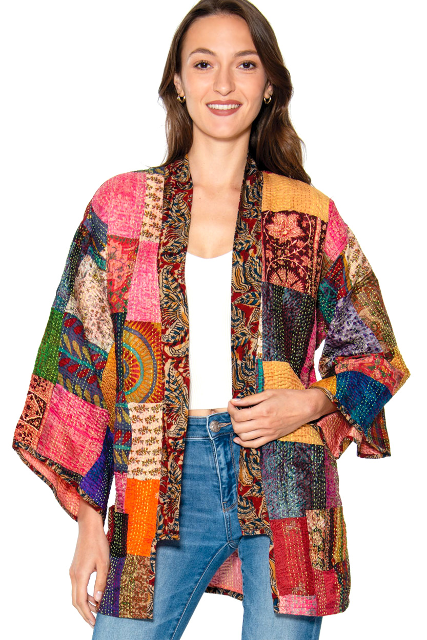 Patchwork Silk Kantha Kimono Jackets