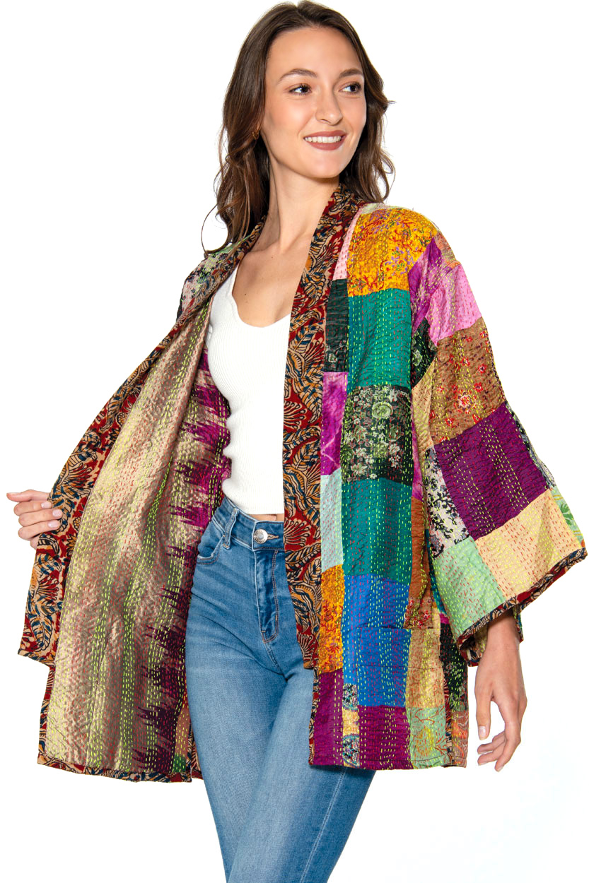 Patchwork Silk Kantha Kimono Jackets