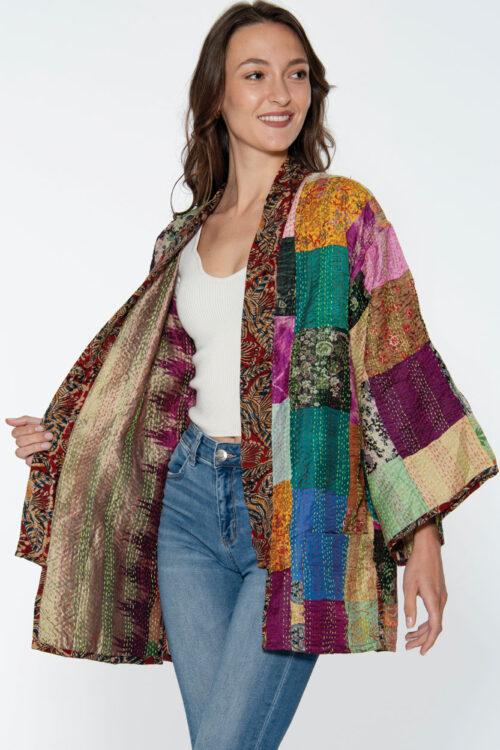 Patchwork Silk Kantha Kimono Jackets