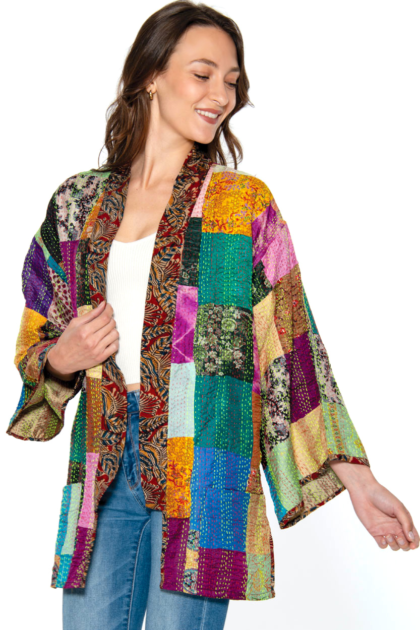 Patchwork Silk Kantha Kimono Jackets