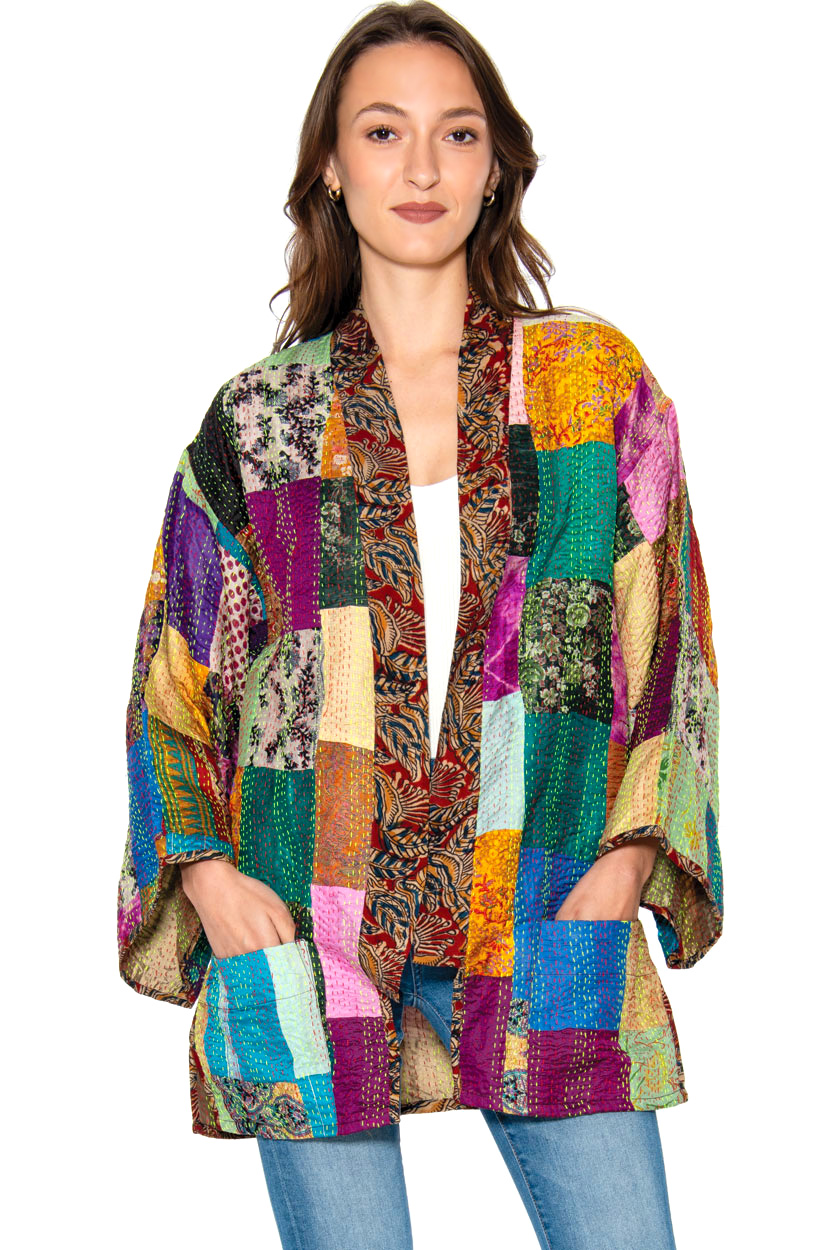 Patchwork Silk Kantha Kimono Jackets