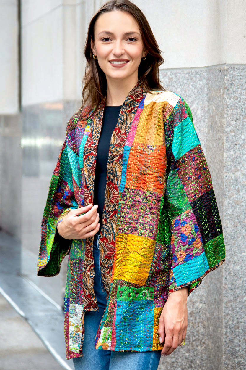 Patchwork Silk Kantha Kimono Jackets