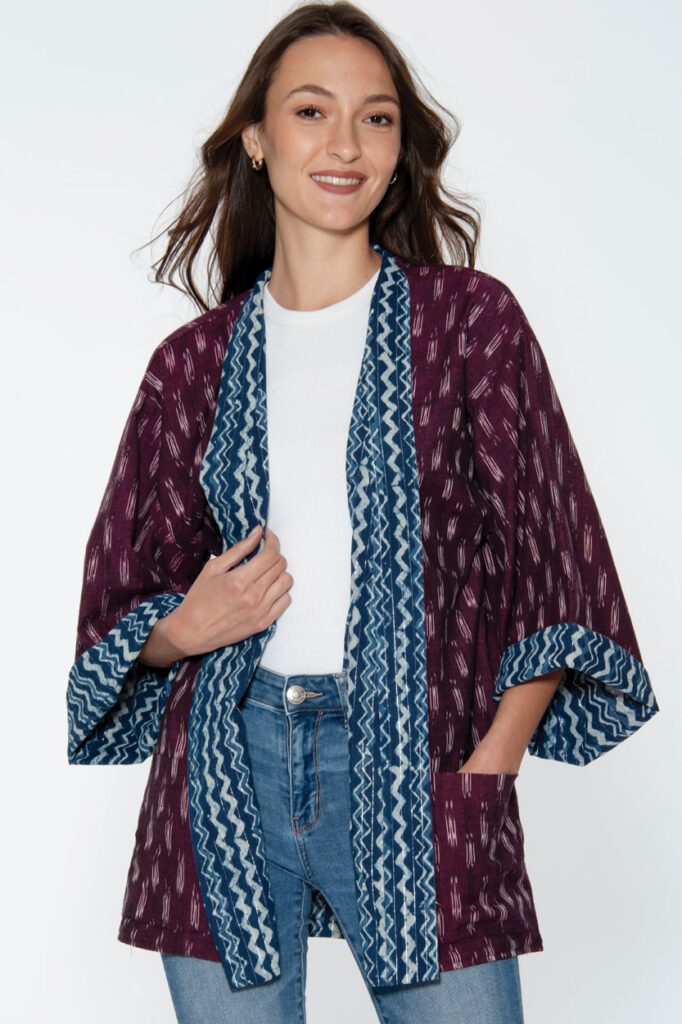 Reversible Burgundy Kimono