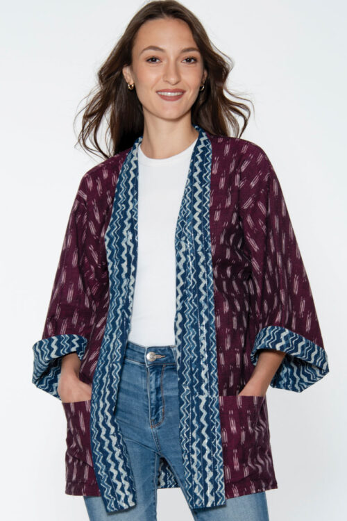 Reversible Burgundy Kimono