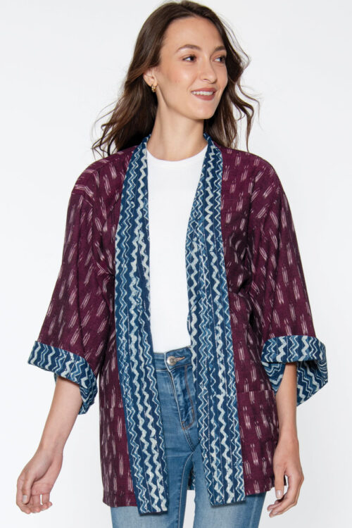 Reversible Burgundy Kimono