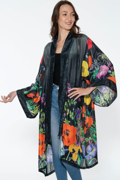 Mitali Black Floral Kimono