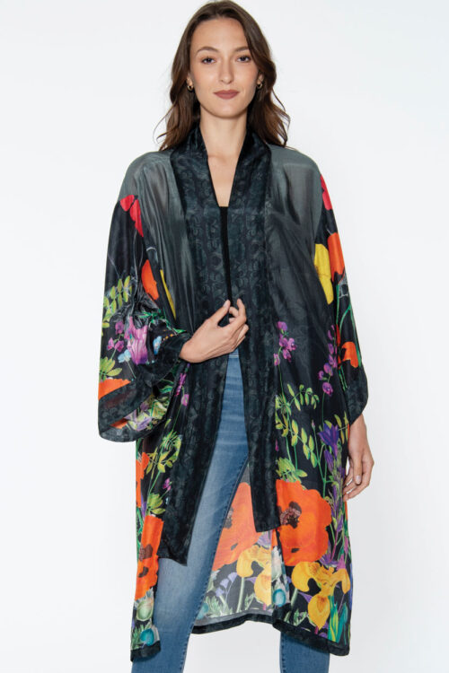 Mitali Black Floral Kimono