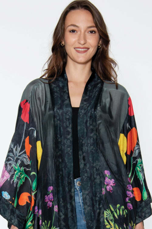 Mitali Black Floral Kimono