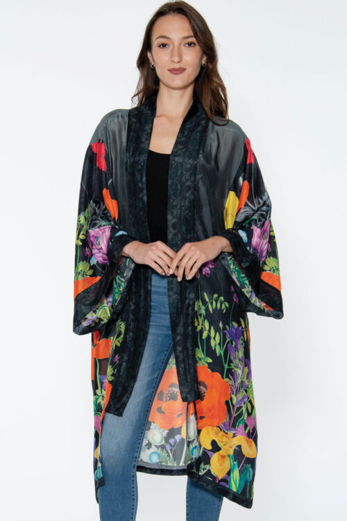 Mitali Black Floral Kimono