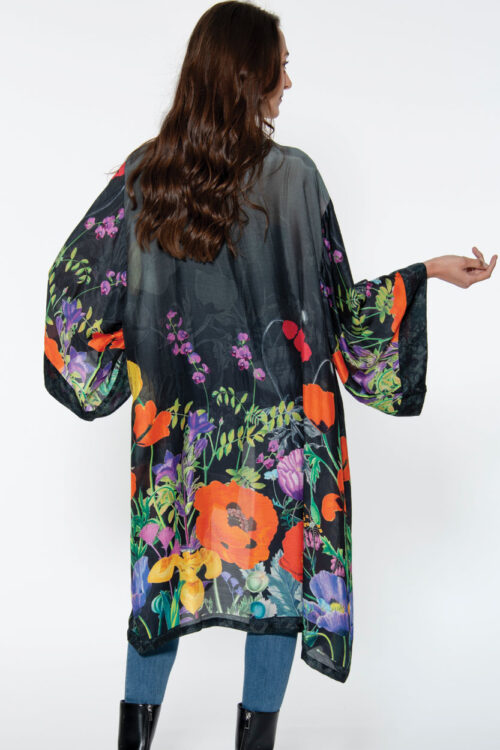 Mitali Black Floral Kimono