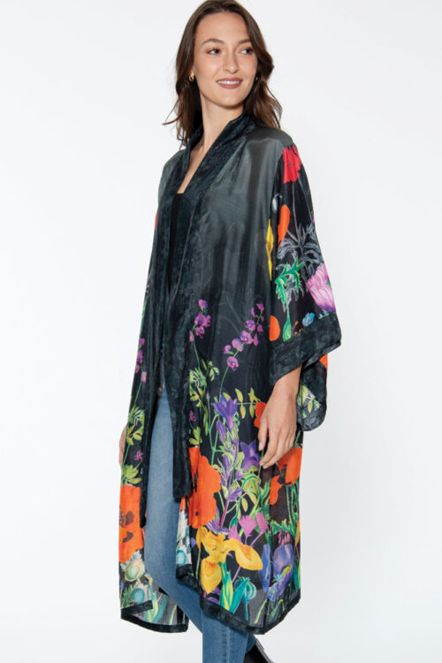 Mitali Black Floral Kimono