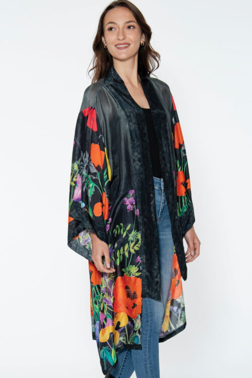 Mitali Black Floral Kimono