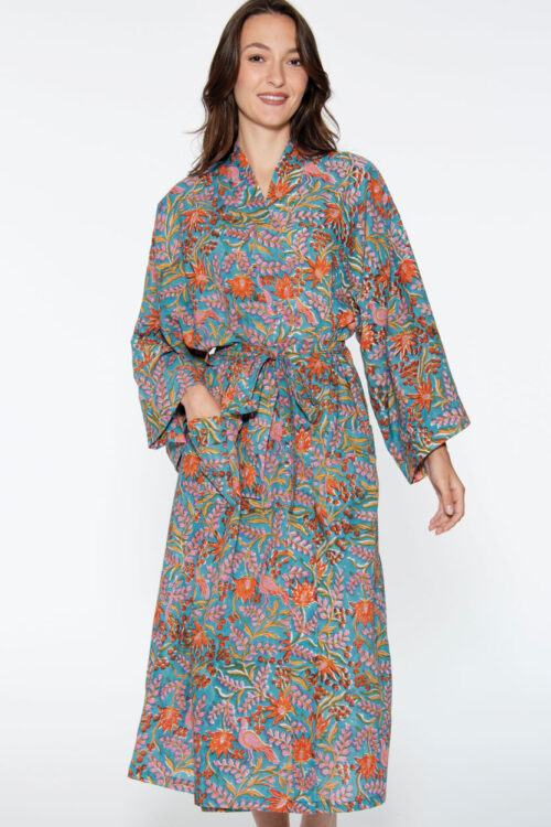 Reva Blue Floral Kimono Robe