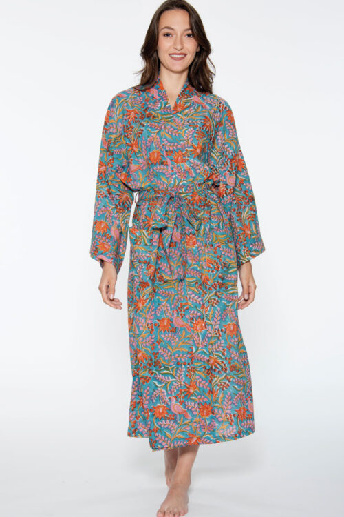 Reva Blue Floral Kimono Robe