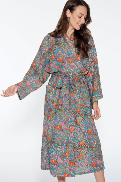 Reva Blue Floral Kimono Robe