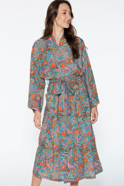 Reva Blue Floral Kimono Robe