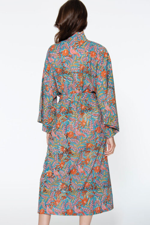 Reva Blue Floral Kimono Robe