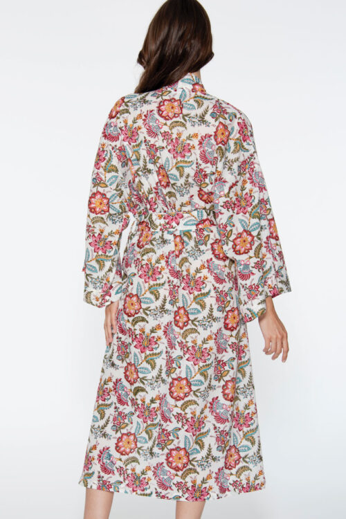 Reva White Floral Kimono Robe